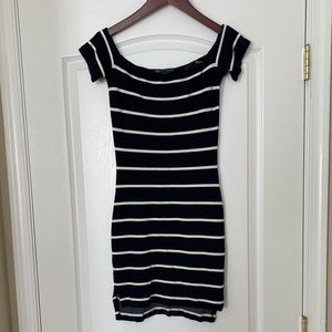 Armani Exchange Navy & White Striped Dress